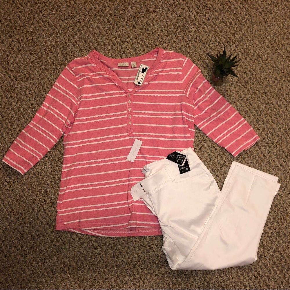 🎀 3/$20 L.L. Bean 3/4 Sleeve Pink Blouse Size M
